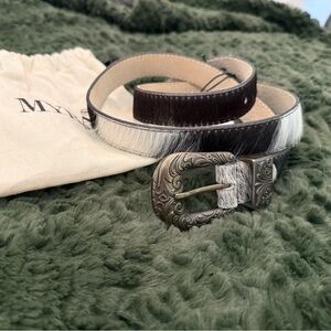 Myra Bag and Black/White Leather Cowhide Belt (L)